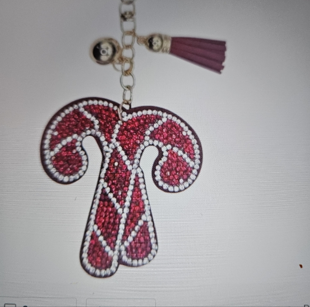 DIVAS LiMiTED Red and Silver Candy Cane Keychain
